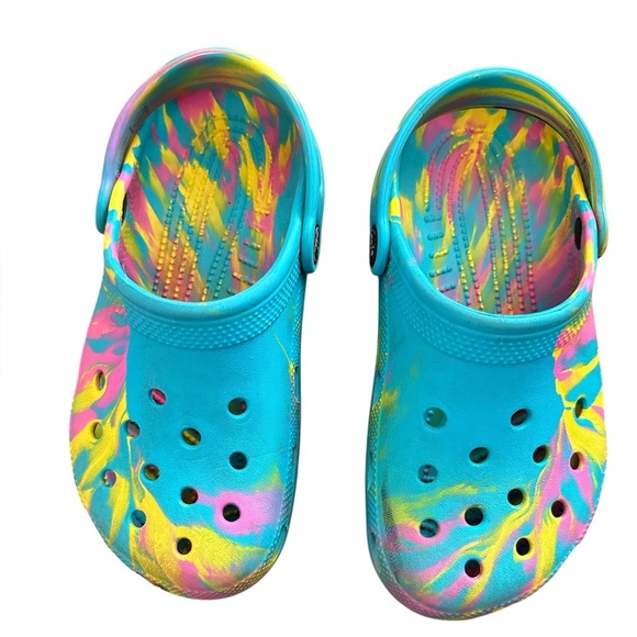 Kids Unisex Crocs Tye Dyed, Classic marbled size 2 - Picture 1 of 8